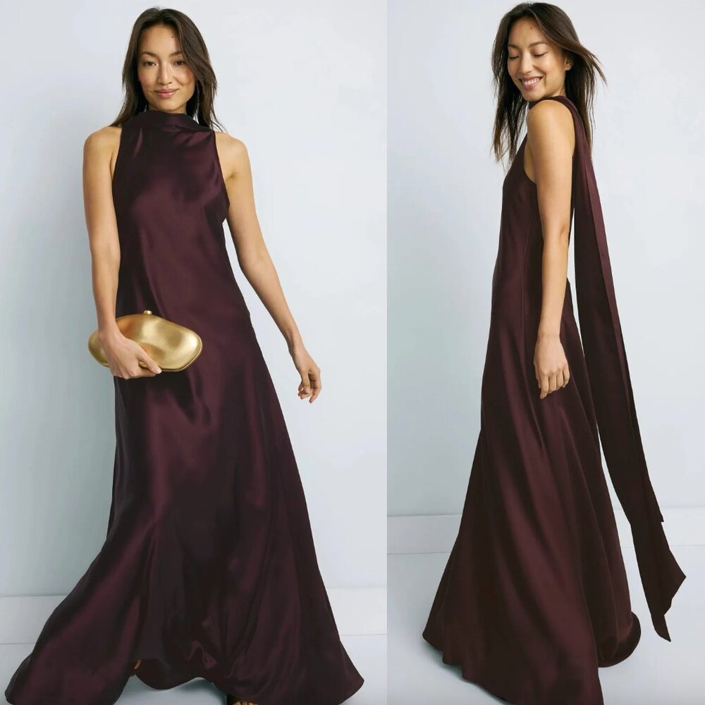 Reiss Women's Maxi Dress in Deep Burgundy